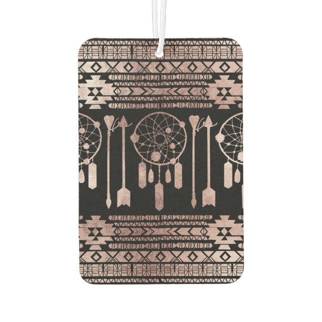 Désodorisant Pour Voiture Dreamcatcher Rose Gold Tribal Aztec en noir (Dos)