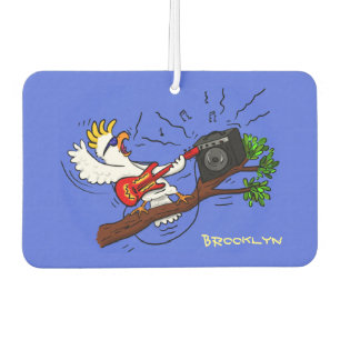 Désodorisant Pour Voiture Drôle cockatoo jouant de la guitare rock dessin an