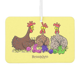Désodorisant Pour Voiture Drôle dessin animé de poulets de tricot