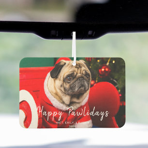 Désodorisant Pour Voiture Drôle mignon chien de Noël Photo Joyeux Pawlidays