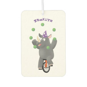 Désodorisant Pour Voiture Drôle rhinocéros mignon jonglant sur monocycle