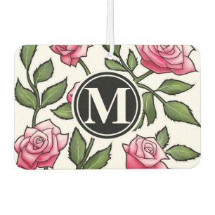 Désodorisant Pour Voiture Élégant floral et monogramme