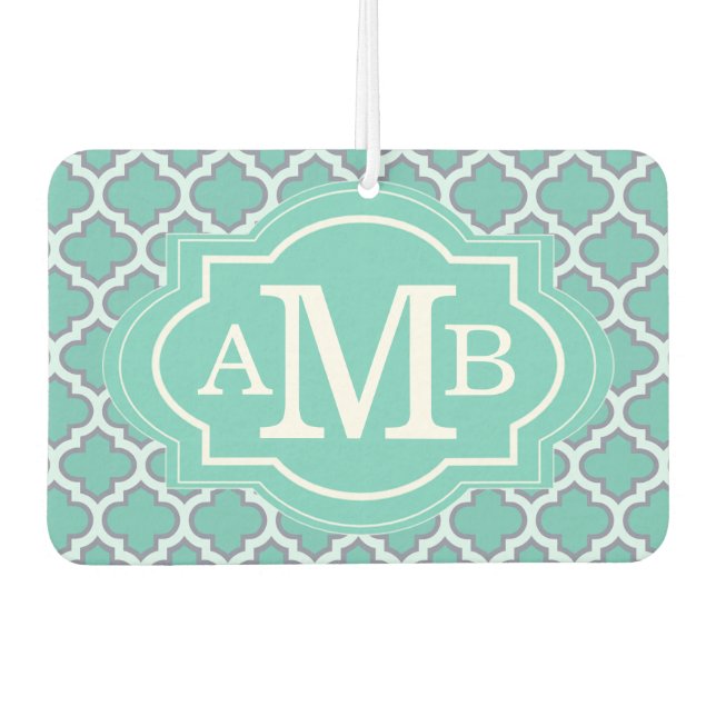 Désodorisant Pour Voiture Élégant Motif Quatrefoil Turquoise Personnalisé Mo (Devant)