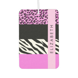 Désodorisant Pour Voiture Empreinte de léopard, Zebra Print, Rose, Votre nom