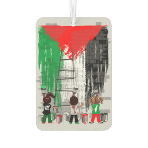 Désodorisant Pour Voiture Enfants de Gaza peignant le drapeau de la Palestin
