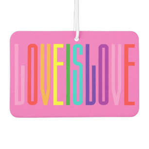 Désodorisant Pour Voiture Equality Love is Love LGBT Gay pride Rainbow Text