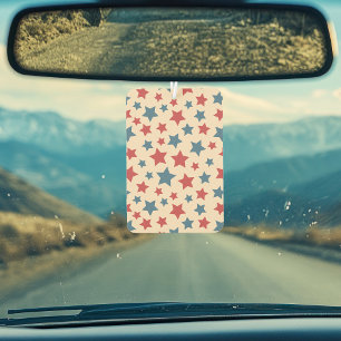 Désodorisant Pour Voiture Étoiles rouges et bleues, 4 juillet, fond beige