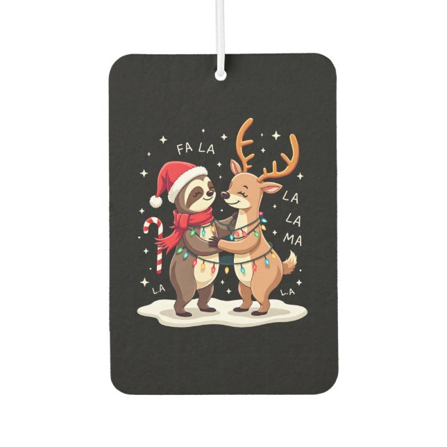 Désodorisant Pour Voiture Fa La La Llama Xmas Lights Sloth Riding Llama Chri (Devant)