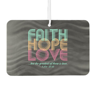 Désodorisant Pour Voiture Faith Hope Love Christian Bible Verse Retro