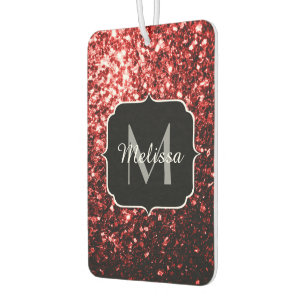 Désodorisant Pour Voiture Faux paillettes rouge foncé éclats de glamour mono