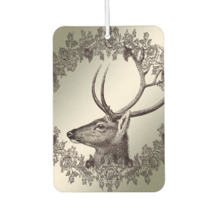 Désodorisant Pour Voiture Fête de Noël Décoration Florale Renne Doré Hiver