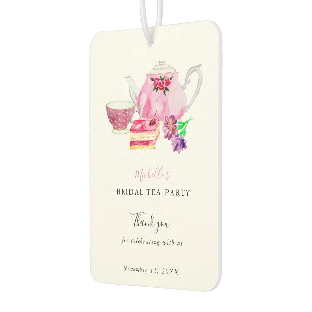 Désodorisant Pour Voiture Fête des mariées aquarelle Tea Party Merci rose