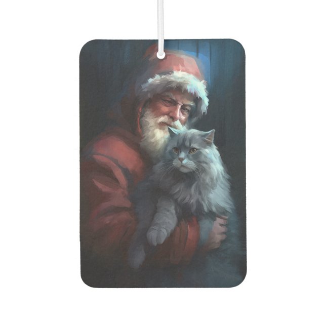 Désodorisant Pour Voiture Fête du Père Noël du chat bleu russe (Devant)