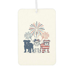 Désodorisant Pour Voiture Feu d'artifice de Bulldog Patriotique Design Vecto