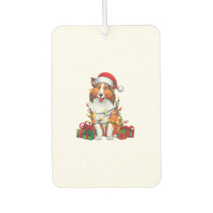 Désodorisant Pour Voiture Feu de Noël Éclairage Santa Chapeau Collie Chien N