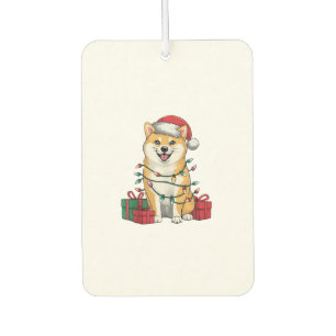 Désodorisant Pour Voiture Feu de Noël Éclairage Santa Hat Shiba Inu Chien No