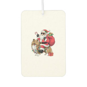 Désodorisant Pour Voiture Feux de Noël Père Noël équitation Cheepdog Noël