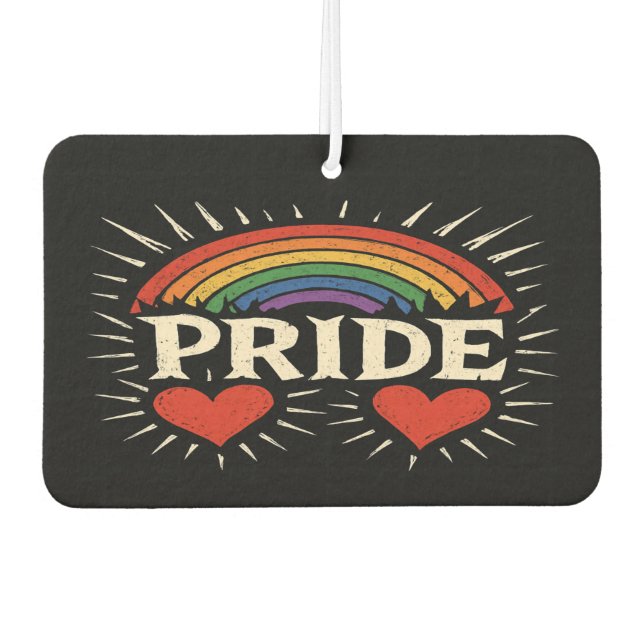 Désodorisant Pour Voiture Fierté Rétro Arc-en-ciel PRIDE (Devant)