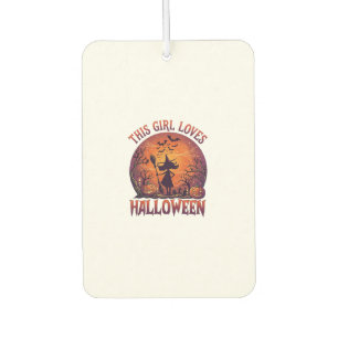 Désodorisant Pour Voiture Fille aime Halloween Sorcière Citrouilles Chauves-