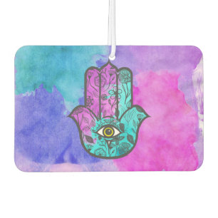 Désodorisant Pour Voiture Fille aquarelle Floral Imprimer Hamsa Main de Fati