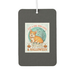 Désodorisant Pour Voiture Fille qui aime les citrouilles d'Halloween Corgi C