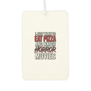 Désodorisant Pour Voiture Films d'horreur de pizza Typographie vintage Hallo