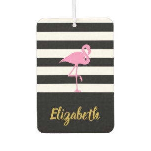 Désodorisant Pour Voiture Flamant rose rose sur noir et blanc