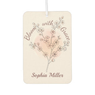Désodorisant Pour Voiture Fleur de Cerisier Personnalisée Nom Floral Personn