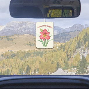 Désodorisant Pour Voiture Fleur de journéelle rouge Art botanique Personnali