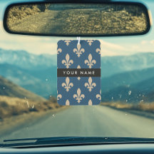 Fleur de Lis, Beige sur Bleu Nuit, Royal, Votre No