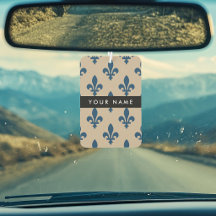Fleur de Lis, Bleu Marine sur Beige, Royal, Votre