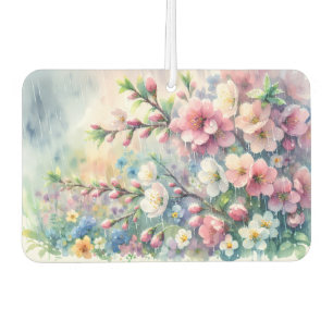 Désodorisant Pour Voiture Fleur d'eau de pluie printanière aquarelle Cottage