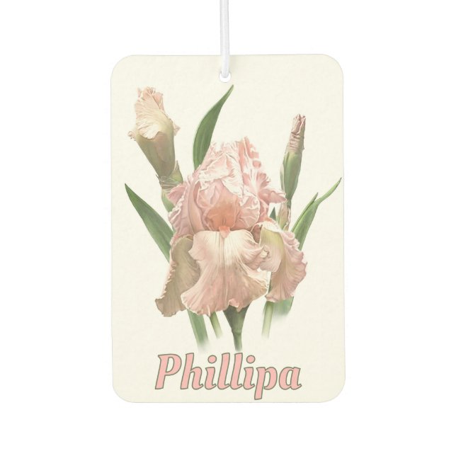Désodorisant Pour Voiture Fleur Iris Pink Portée Personnalisée (Devant)