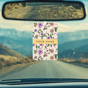 Désodorisant Pour Voiture Fleurs colorées, Arrière - plan rose, Jaune