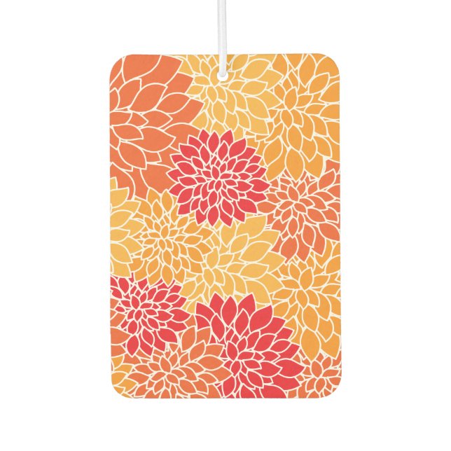 Désodorisant Pour Voiture Fleurs Dahlia, Motif De Fleurs, Dahlia Orange (Devant)