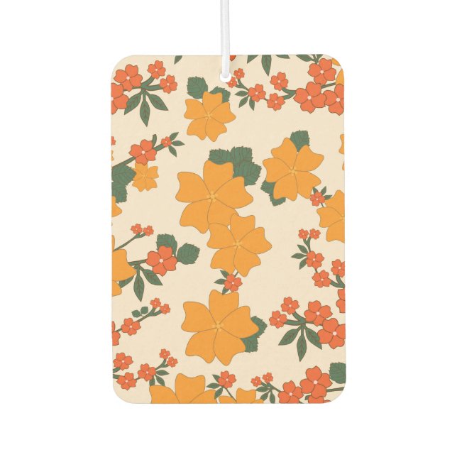 Désodorisant Pour Voiture Fleurs Oranges, Motif Floral, Motif De Fleurs (Devant)