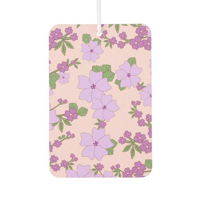 Désodorisant Pour Voiture Fleurs Violettes, Modèle Floral, Motif De Fleurs (Devant)