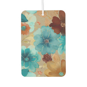 Désodorisant Pour Voiture Floral bleu turquoise, rouge, rouille et bronze