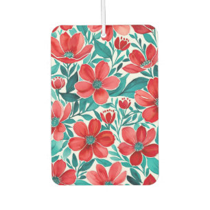 Désodorisant Pour Voiture Floral turquoise et rouge