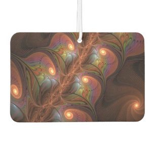 Désodorisant Pour Voiture Fluorescent coloré Abstrait Trippy Brown Fractal