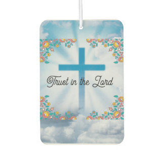 Désodorisant Pour Voiture Foi et Espoir Confiance dans la croix florale bleu