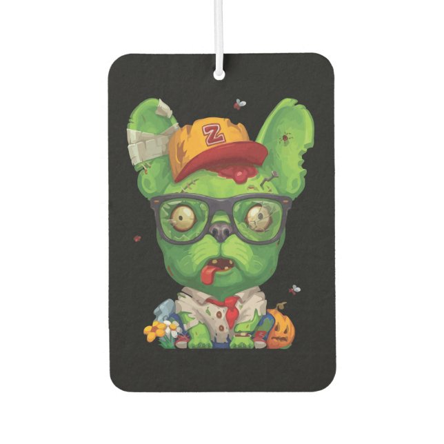 Désodorisant Pour Voiture Frenchie Gift| Chien-taureau français zombie (Devant)