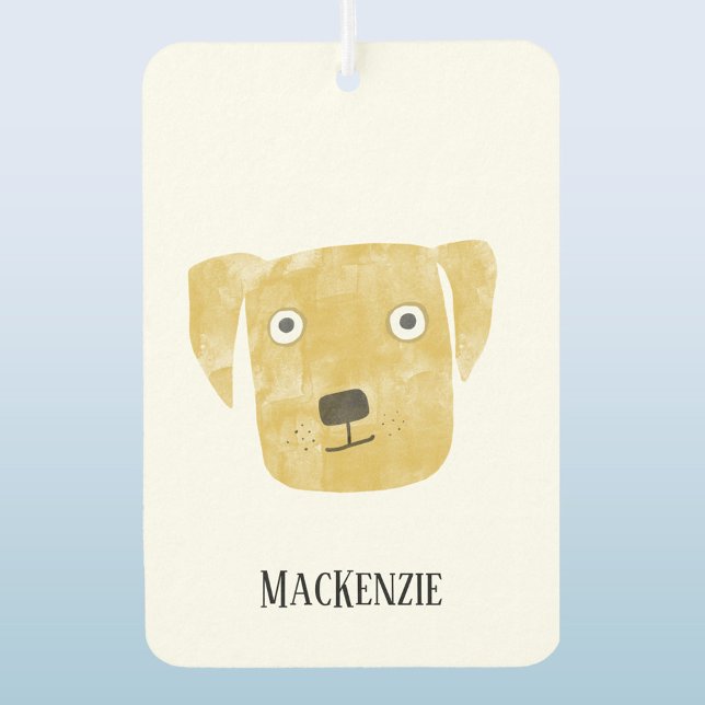 Désodorisant Pour Voiture Fun Yellow Labrador Retriever Chien Personnalisé (Golden yellow labrador retriever dog personalized custom name car or vehicle air freshener)