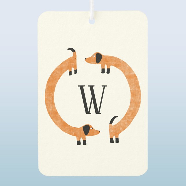 Désodorisant Pour Voiture Funny Dachshund Wiener Saucisse Chien Monogramme (Fun Dachshund Wiener Sausage Dog monogram initial personalized car or vehicle air freshener)