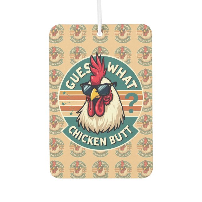 Désodorisant Pour Voiture  Funny Retro Chicken Butt Joke Design (Devant)