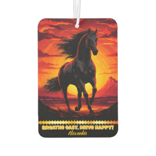Désodorisant Pour Voiture Galeries de chevaux noirs au coucher du soleil