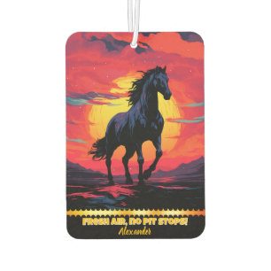 Désodorisant Pour Voiture Galeries de chevaux noirs au coucher du soleil par