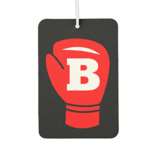 Désodorisant Pour Voiture Gant de boxe rouge avec monogramme coutume voiture