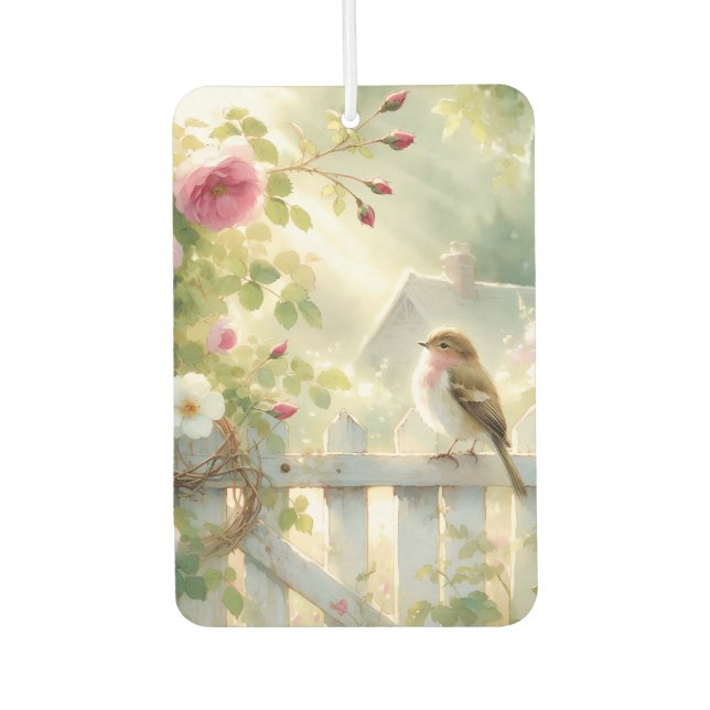 Désodorisant Pour Voiture Garden Rose Bird Watercolor Scene (Devant)
