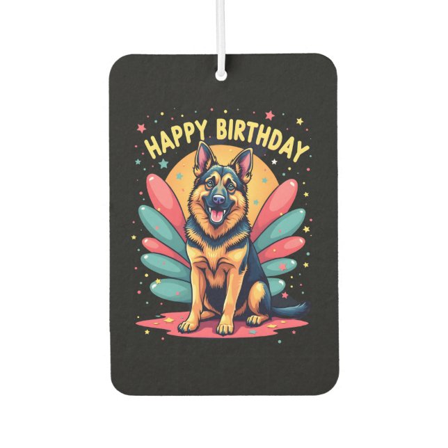Désodorisant Pour Voiture German Shepherd Dog Happy Birthday Party Shep Clot (Devant)